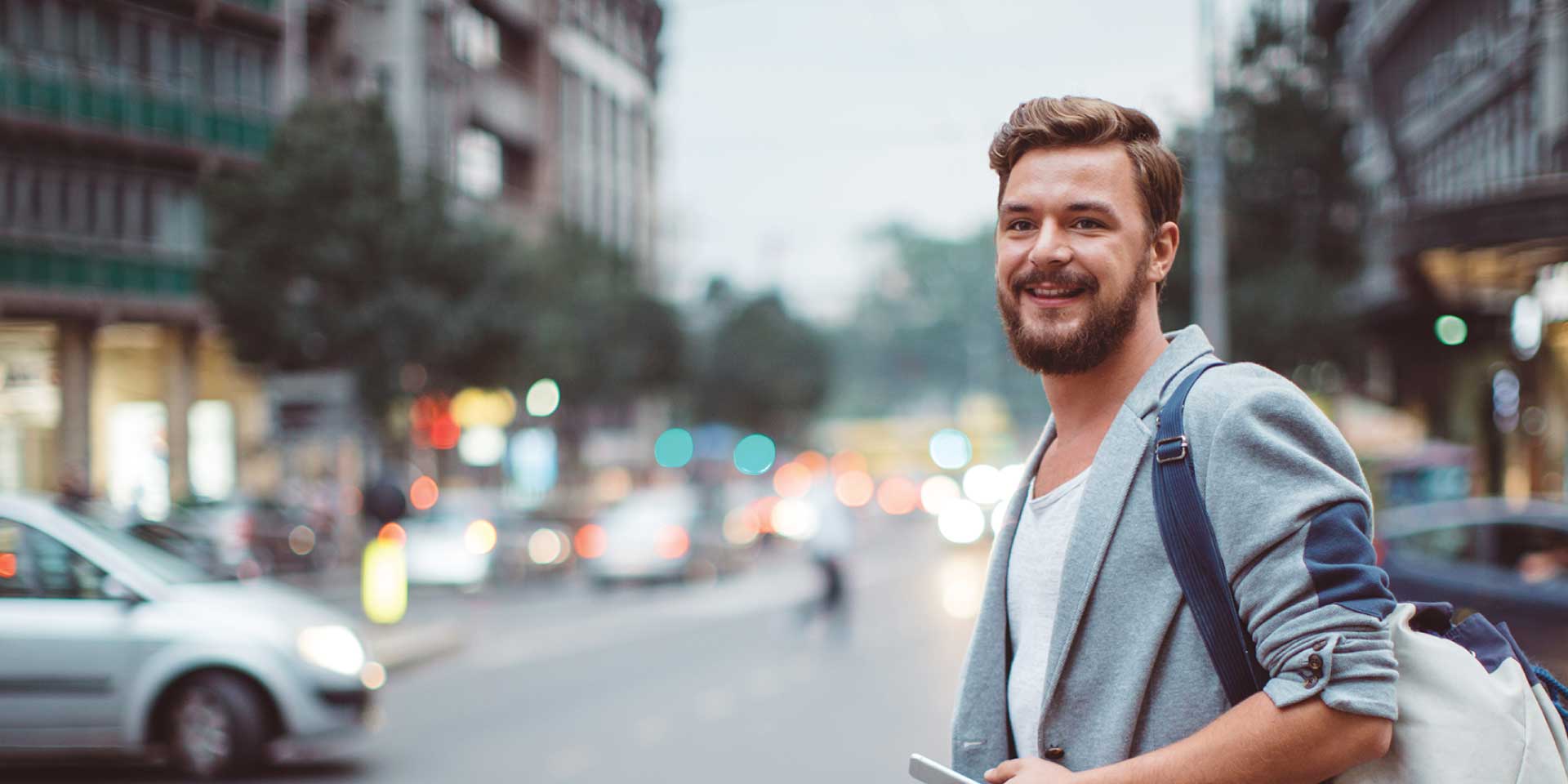 A man walking across an intersection